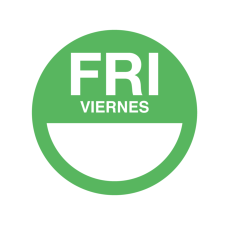 NEVS DaySpots - Friday/Viernes 2" circle White w/Green DDOT-FS2